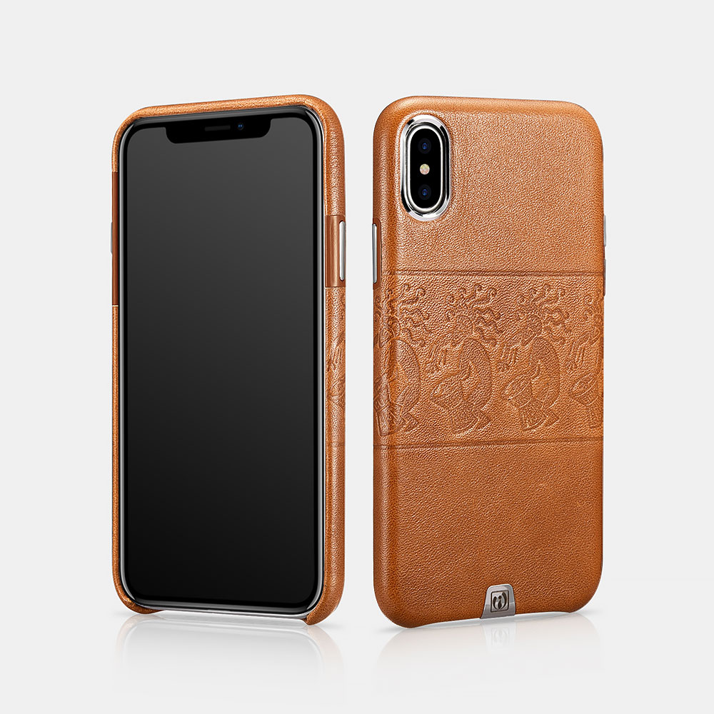 iPhone X/XS Real Leather Totem Pattern Back Cover Series
