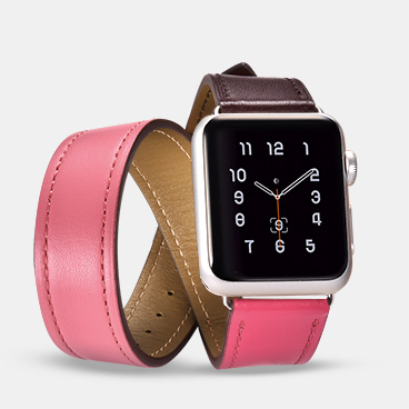 44mm/42mm Wholesale Leather Apple Watch Band Supplier Hermes Cow Leather Double Tour