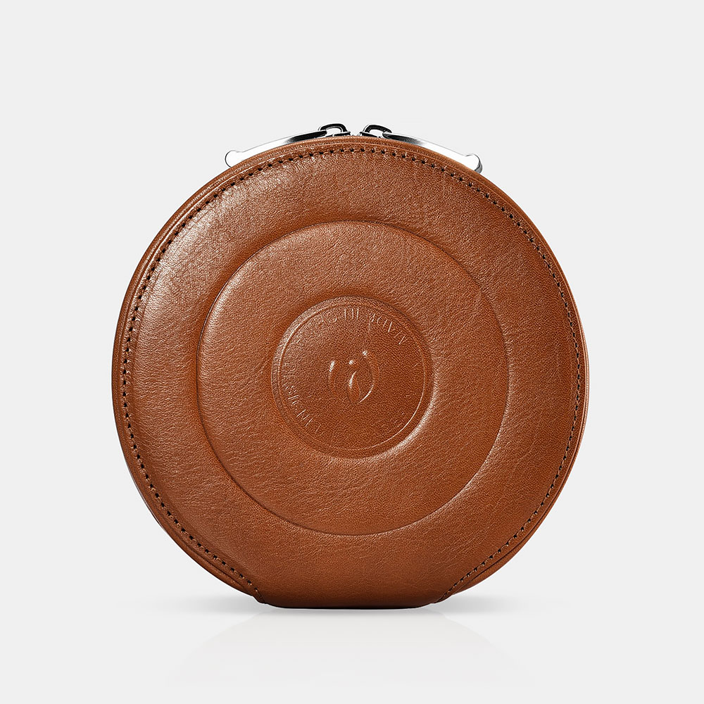 Real leather Portable Round CD Storage Bag