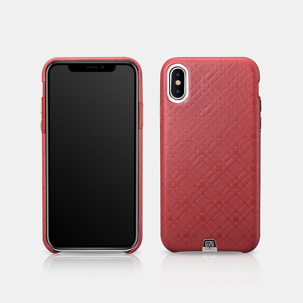 iPhone X/XS Real Leather Check Pattern Luxury Back Cover Series