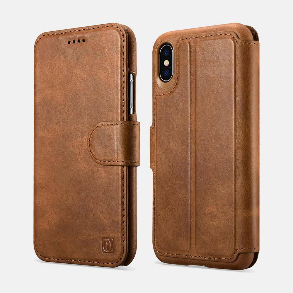 iPhone X/XS Distinguished Series Real Leather Detachable 2 in 1 Wallet Folio Case