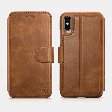 iPhone X/XS Distinguished Series Real Leather Detachable 2 in 1 Wallet Folio Case