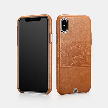 iPhone X/XS Real Leather Totem Pattern Back Cover Series