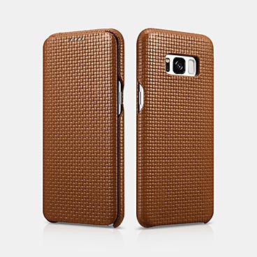 Woven Pattern Real Leather Folio SAMSUNG Galaxy S8 Case