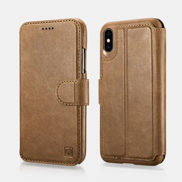 iPhone XS Max Genuine Leather Detachable 2 in 1 Mobile Phone Wallet Folio Case