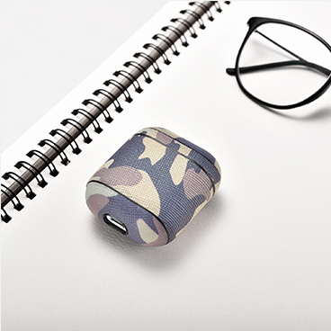 Camouflage Pattern Series Real Leather Airpods Protective Case