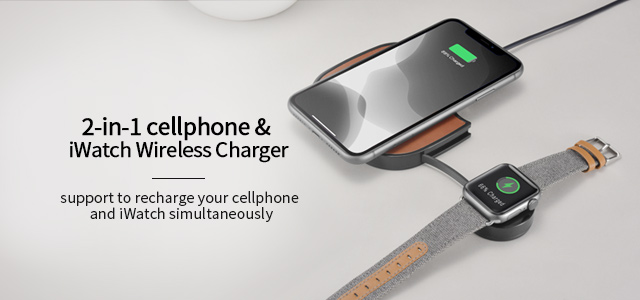 2 in 1 Leather Stretchable Fast Wireless Charge