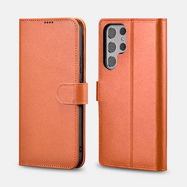Samsung S22 Ultra Genuine leather Wallet Case Book Design and Magnetic Closure with Folio Cover and Stand