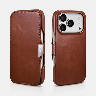 iPhone 17 Pro Metal Clip Oil Wax Real Leather Folio Case (Support Magsafe)